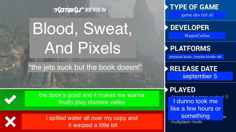 Illustration for article titled Blood, Sweat, And Pixels: The patrickredford.kinja.com Review